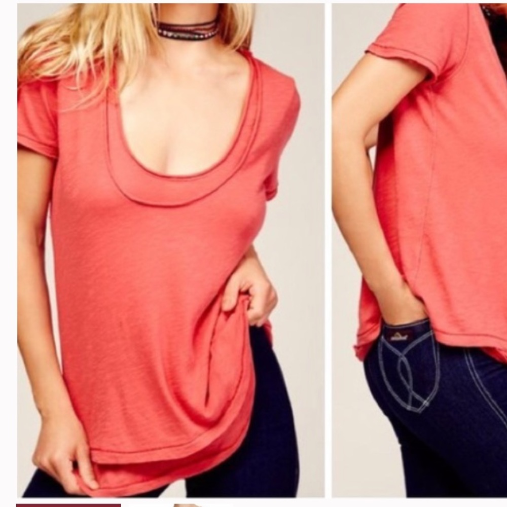 FP Red Phoebe Double Line Scoop Shirt